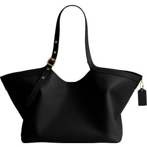 COACH Women's Glazed Leather Gramercy Tote, B4/BLACK, Black, One Size