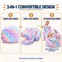 COMAX Bean Bag Chair for Kids, Toddler Beanbag Bed Unicorn, Convertible Children Bean Chair to Floor Mattress with Filler, Stuffed Child Bean Bags for Girl Boy Sleeping, Colorful Rainbow, 29.5"dx29.5"wx18.5"h