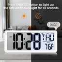 Atomic Clock with Backlight 15.0" Digital Wall Clock Battery Operated Atomic Wall Clock Digital Alarm Clock with Day Date & Temperature for Wall Office Bedroom Living Room