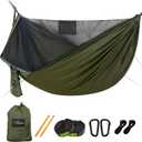 Camping Hammock with Mosquito Net and Ridge Rope, Extra Large for 2 Person, Lightweight Hanging Hammocks Tree Straps, All-in-one Fast Open Hammock for Outside, Hiking, and Travel