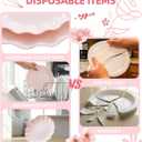 LIYH 24 Pcs Pink Plates Reusable, Pink Plastic Scalloped Plate Durable and Dishwasher Safe,Baby Shower Plate, Light Weight Daisy Plastic Wavy Plates for Wedding Party Birthday