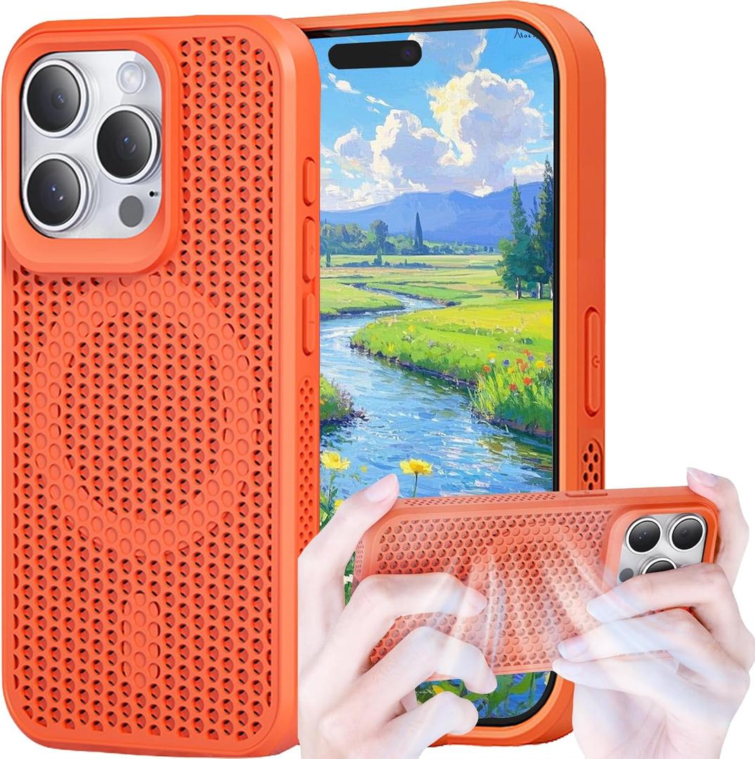 for iPhone 16 Pro Case Magnetic Protective Cover, Shockproof Hard PC with Non-Slip Grip, Lightweight Slim Design Compatible with Magnetic Car Mounts for iPhone 16 Pro SR-Orange