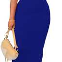 PINSV Maxi Dresses for Women Sleeveless High Neck Elegant Wedding Guest Formal Royal Blue, L