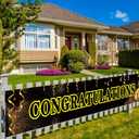 Large Congratulations Banner Congrats Congratulation Black Banner, Birthday, Retirement, Anniversary, Graduations Party Decorations Supplies (9.8 x 1.6 feet)