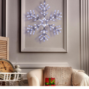 Alpine Corporation 24" Tall Indoor/Outdoor Hanging Snowflake Decoration with 102 LED Lights, Winter Ornament Christmas Holiday Decor