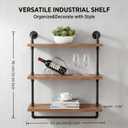 Industrial Wall Mounted Iron Floating Pipe Shelves/Shelving/Racks/Storage/Bookcases/Brackets, DIY Open Bookshelves/Shelving for Kitchen/Office, Retro Black (3-Tier Floating Shelves), 9.84''D x 24''W x 22.15''H