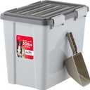 IRIS USA Stackable Dog Food Storage Container with 2 Cup Scoop, 4 Secure Latches, Fits up to 30 lbs, Pet Dry Food Bin, Gasket Seal Lid, BPA Free, Stackable, Easy Measure, Gray/Dark Gray