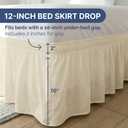 Wrap Around Dust Ruffle Bed Skirt - Off White - for Full Size Beds w/ 12 Inch Drop - Easy Fit Elastic Strap - Adjustable Pleated Bedskirt w/Brushed Fabric - Wrinkle Free - Women, Men, Kids & Teens