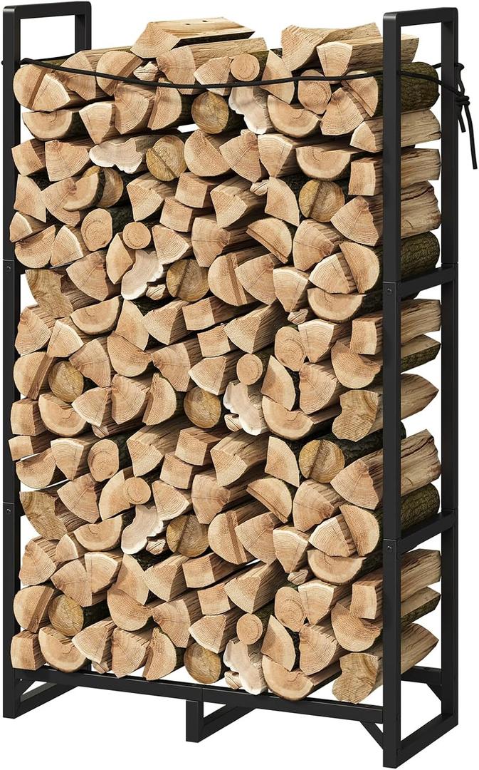 Firewood Rack Stand 2.5ft Heavy Duty Logs Holder for Outdoor Indoor Fireplace Metal Wood Pile Storage Stacker Organizer