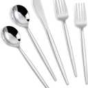 MirthMood 60 PCS Plastic Silverware,Silverware Disposable,Plastic Utensils,Disposable Utensils Heavy Duty,Disposable Dinnerware Set,Includes:20 Knives,Forks and Spoons for Party, Birthday,Wedding
