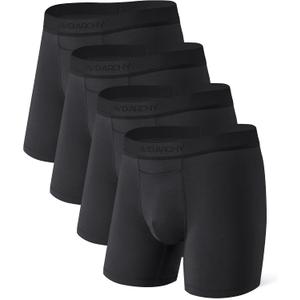 DAVID ARCHY Mens Boxer Briefs Premium Modal Underwear Breathable & Anti Chafing, Horizontal Fly, Supportive Pouch, 4 Pack (L, Black)
