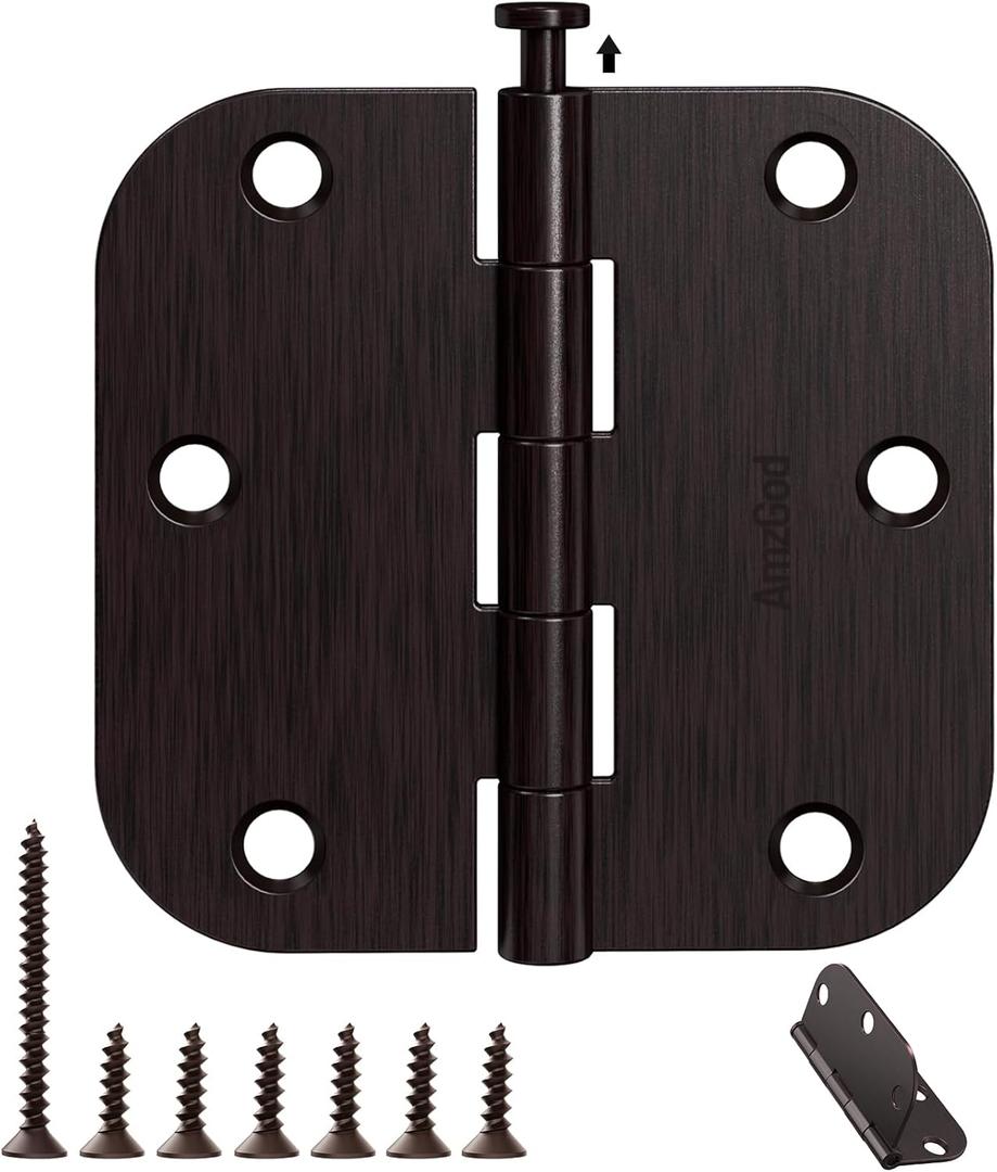 Door Hinges Oil Rubbed Bronze - 30 Pack Bronze Door Hinge 3.5 Inch Rounded Interior Door Hinge with 5/8" Radius - 3 1/2 Inch Door Hinges for Residential Standard Indoor Exterior Doors
