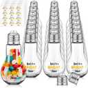 Weysat 144 Pcs/72 Sets Graduation Plastic Light Bulb Jars Set Light Bulb Candy Containers Bulk with Lids and Graduation Stickers Clear Candy Jars Fillable Light Bulb Ornaments for Crafts Grad Party (Silver)