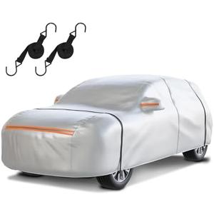 Waterproof SUV Car Cover: 6-Layer Protection from Rain, Snow, UV & Dust - Universal Fit up to 189 inches with Zipper Door & Windproof Straps for Outdoor, Garage, Travel Use, Silver