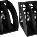 SAYEEC 2Pcs Magazine Holder Plastic File Sorter Binder Holder for Desk Folder Organizer Stand Book Shelf Dividers Vertical Filling Storage Rack Desktop Bookshelf Display Box for Office School (Black)