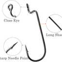 50PCS Fishing Offset Worm Hooks Round Bend Offset Worm Hooks Wide Gap Hooks with Barbed Shank 2# 6# 1/0-5/0