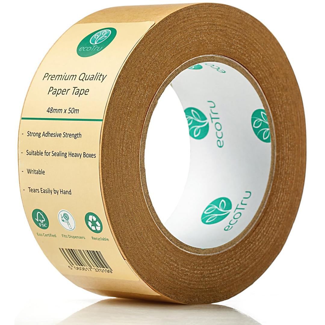 Ultra Strong Kraft Paper Packing Tape, Heavy Duty Brown Packing Tape for Box & Carton Sealing Packaging Shipping Moving & Masking, Eco Friendly Biodegradable Painters Tape, 2 Inch x 44 Yard