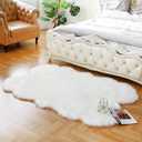 Fluffy Faux Fur Rug White Sheepskin Area Rug,4x6 Ft Ultra Soft Shaggy Plush Rug for Bedroom Bedside Living Room Nursery Kids Room