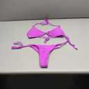Tainehs Women's Sexy Halter Thong Bikini Tie Two Sides Bottom Triangle Bikini Swimsuits, Size: Medium 