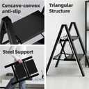 HillhutApex 2 Step Ladder, Lightweight Portable 2 Step Stool with Anti-Slip Wide Pedal, 330lbs Capacity Aluminum Ladder for Household,Office,Library(Black)