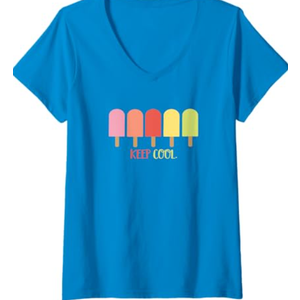 Womens Popsicle - Keep cool V-Neck T-Shirt (Small, Baby Blue)