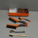 Wire Brush Set 5PCS, Nylon/Brass/Stainless Steel/Carbon Steel Bristles Wire Scratch Brush with Curved Rubber Handle for Cleaning Rust, Corrosion, Dirt, Paint Scrubbing, Deep Detailing Cleaning, Orange