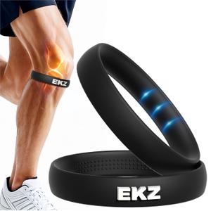 EKZ High-Elastic Silicone Patella Strap: Ergonomic Knee Band for Patellar Tendon Support, Pain Relief, Anti-Slip Design for Tendonitis, Running, Basketball, Jumping Sports, Unisex, 2-Pack (Black) (Medium)