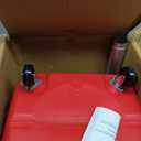 MaxWorks 50964 9-Gallon Portable Waste Oil Drain, Industrial Fluid Drain Square Tank with Wheels and Adjustable Funnel Height. Red.