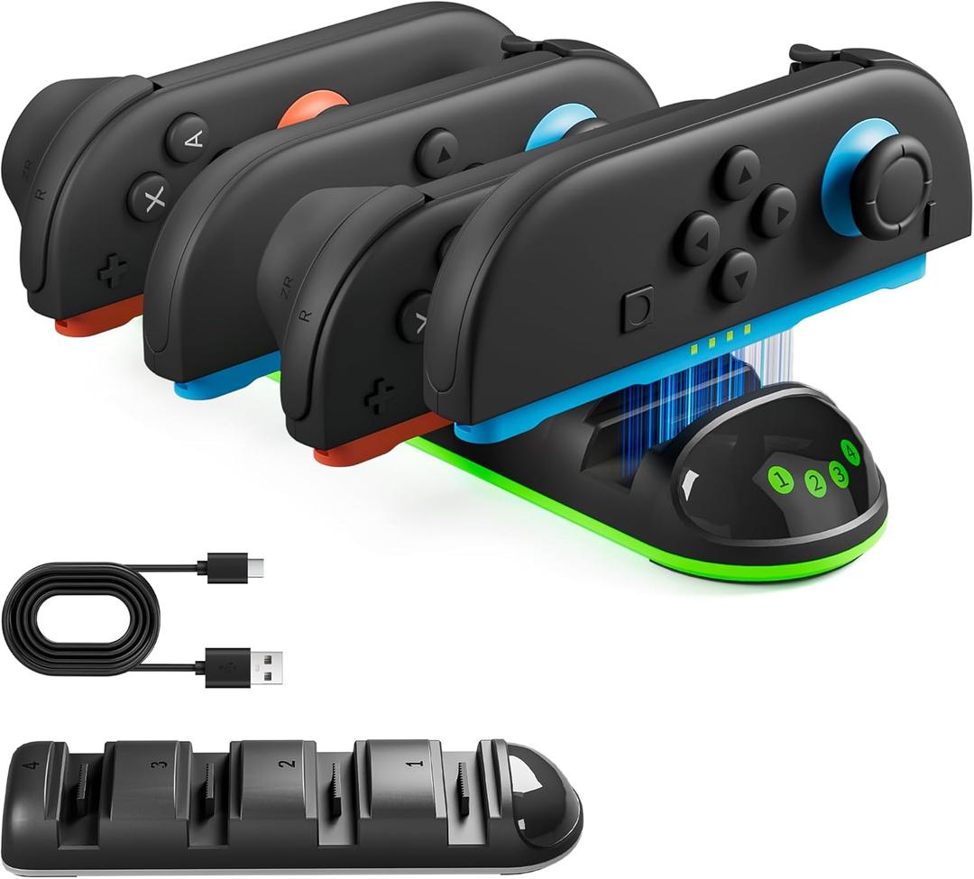 2 x Portable Charging Dock Station for Nintendo Switch 2 Joycon Controller, FANPL Mini Fast Charger Stand for 4 Joy con 2 with Charging Indicator and Type C Charging Cable