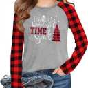 Arshiner Girls Raglan Long Sleeve Shirts Crew Neck Soft Casual Tunic Tops Kids Girls Basic Tees Blouses, 5/6Y