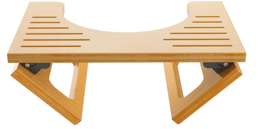 Foldable Toilet Stool, 7 Inch Poop Stool for Bathroom, Bamboo Toilet Stool Squat Adult, Collapsible Squatting Potty Stool with NonSlip Strip  Improve Squatting Posture and Comfort, Wood