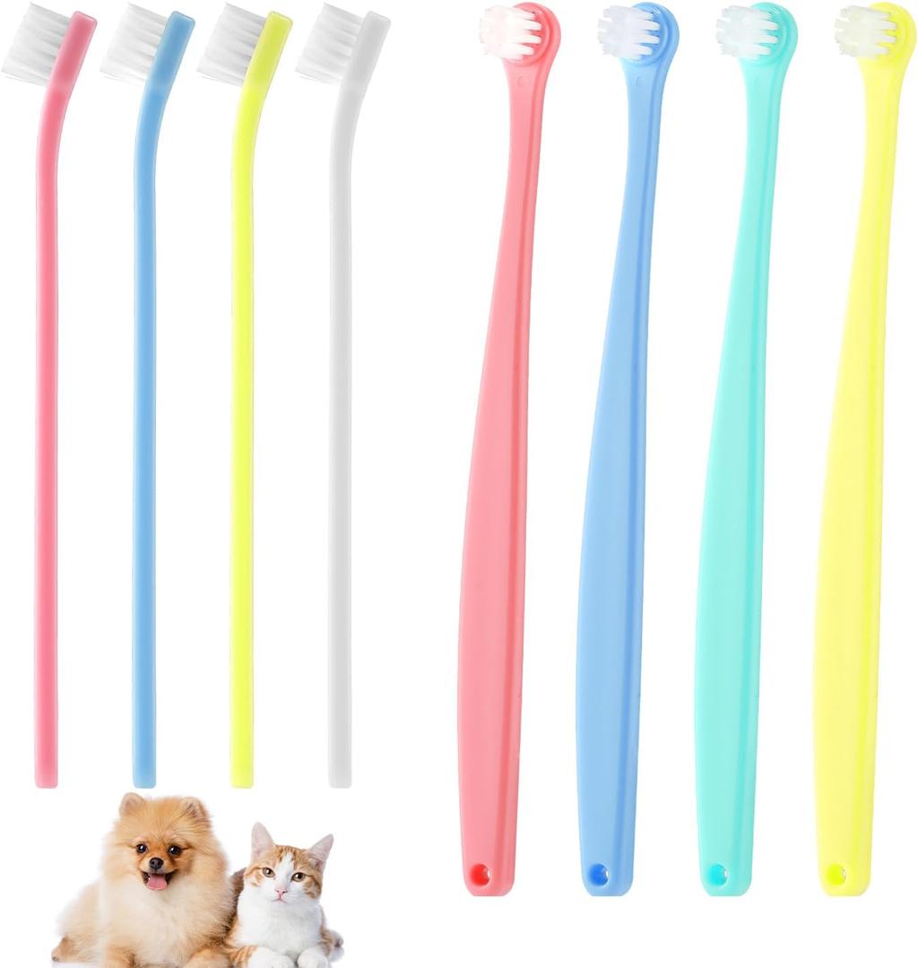 XIHIRCD 8pcs Dog Toothbrush, 2 Styles Soft Bristle Small Cat Toothbrush Micro Head Kitten Teeth Cleaning Brush Dental Care Supplies for Tiny Puppy Kitty Reduce Plaque Tartar Formation & Bad Breath