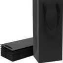 Aimyoo Black Wine Bottle Bags 6x5x15 inch, 10 Pack Large Kraft Paper Gift Bags with Handles Bulk