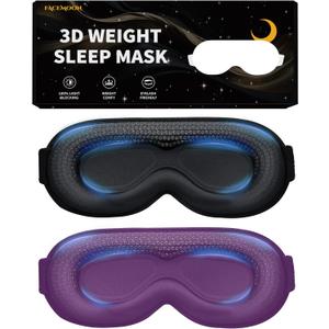 Weighted Sleeping Mask for Women Men 2 Pack 3D Contoured Eye Masks for Sleep (Black,Purple)