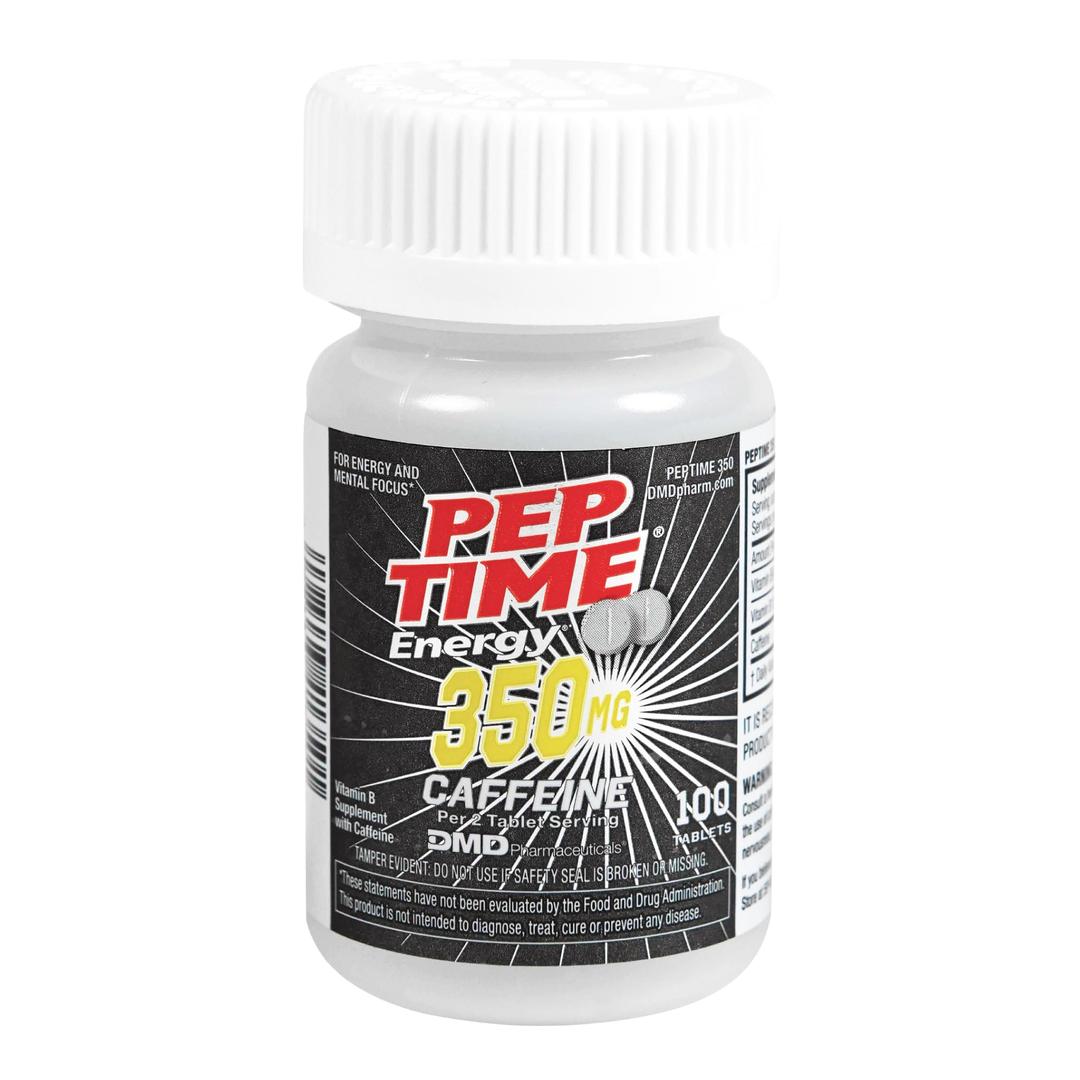 PEPTIME Energy Tablets, Vitamin B6 and B12 Caffeine Pills, 350 mg Caffeine per Serving, Physical Performance and Focus Supplement, 250 Count