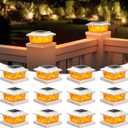VOLISUN Solar Fence Post Lights 12pack, White Solar Deck Post Cap Flame Light Outdoor Waterproof, High Brightness Flickering Flame SMD LED Lighting, for 4x4 Wooden/4x4 5x5 Vinyl Post