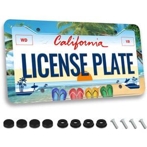 Hawaii Beach Flip Flops License Plate Frame Palm Tree for Car Decorative Parts Stainless Steel Rustproof License Plate for Standard Us Canada License Plate Holder 12x6 Inch (One size)