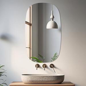 yuzeyurun 36"×24" Frameless Bathroom Mirror, Tempered Glass Wall Mirror, HD Vanity Mirror for Entryway, Living Room & Home Decor, Polished Rounded Edges, 1/5" Thick