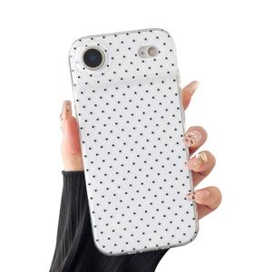 CHEDEMK Compatible with iPhone 17 Air Case, Fashion Cute Aesthetic Polka Dot Phone Case for Women, Shockproof Slim Soft TPU and Hard PC Protective Phone Cover for iPhone 17 Air 6.6", White