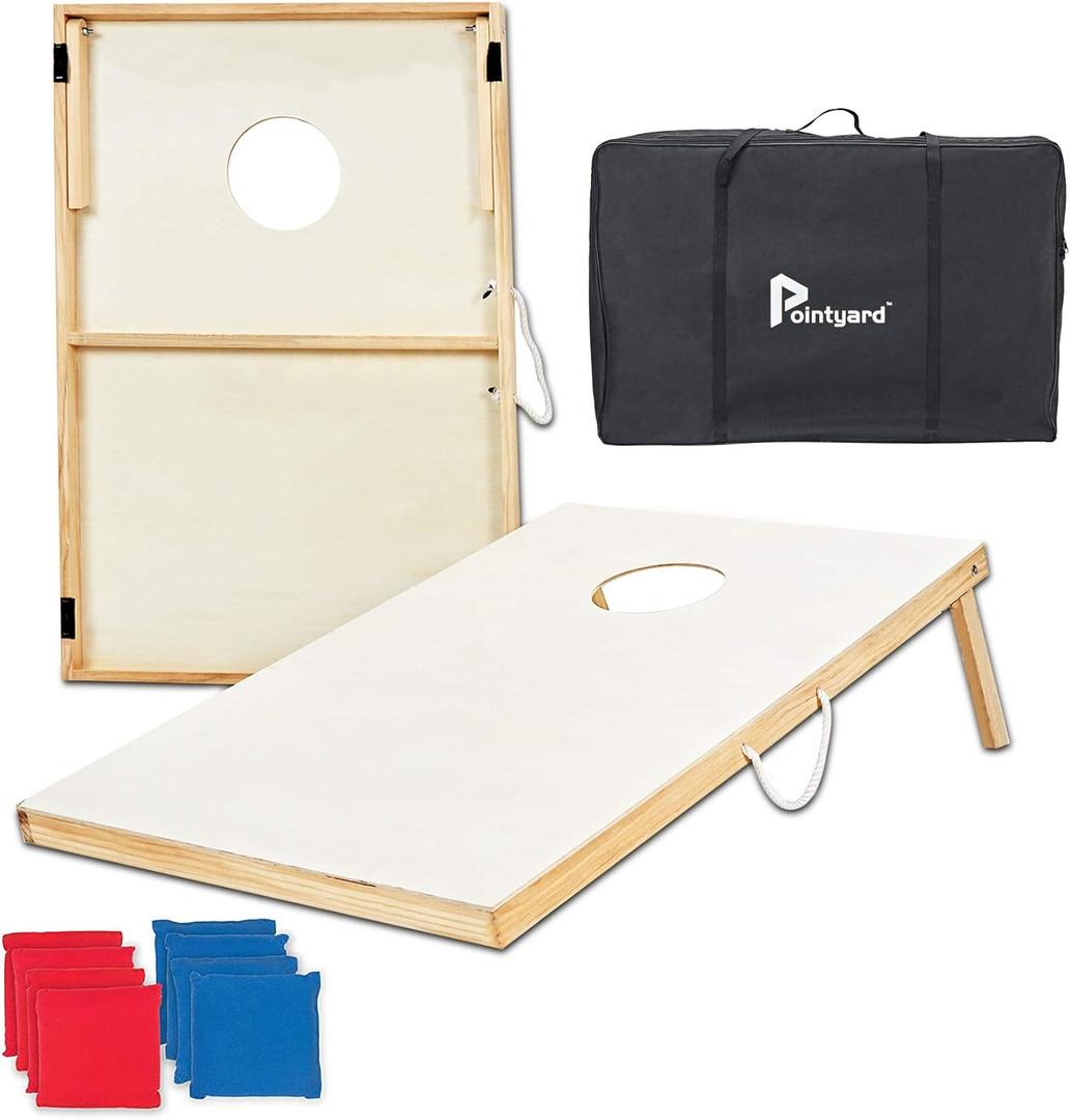 Outdoor Cornhole Set, Regulation Cornhole Outdoor Games Set with 8 All-Weather Cornhole Bean Bags and Carrying Case - Portable Backyard Cornhole Board Game for Teens Adults Family