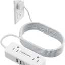 Flat Plug Extension Cord 15 Feet with 4 AC Outlets 3 USB Ports (5V/3.4A 17W), 15Ft Long Braided Cord for Home Office Dorm 13A 1625W