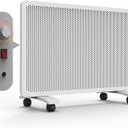 Mica Panel Space Heater, 1500W Quiet Electric Room Heater for Indoor Use, Fast 10-Second Heating, Adjustable Thermostat, Freestanding or Wall Mount, Overheat & Tip Protection, White