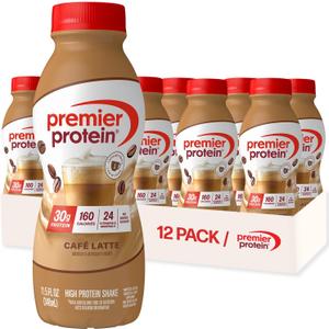 Premier Protein Shake, Caf Latte, 30g Protein, No Added Sugar, 24 Vitamins & Minerals to Support Immune Health, 11.5 fl oz, 12 Pack (Packaging May Vary), Best By February 26,2026