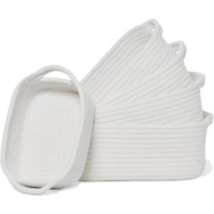 Storage Basket Set – 5-Piece Baskets for Organizing Home, Shelves, Nursery, Bathroom, Dog Toys, Small to Large Decorative Baskets – Off White