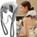 Neck Massager, Shiatsu Neck Shoulder Massager for Pain Relief Deep Tissue, 5D Cordless Kneading Massage for Traps Shoulder Back, Electric Shiatsu Massager with Heat, Gifts for Women Men Mom Dad