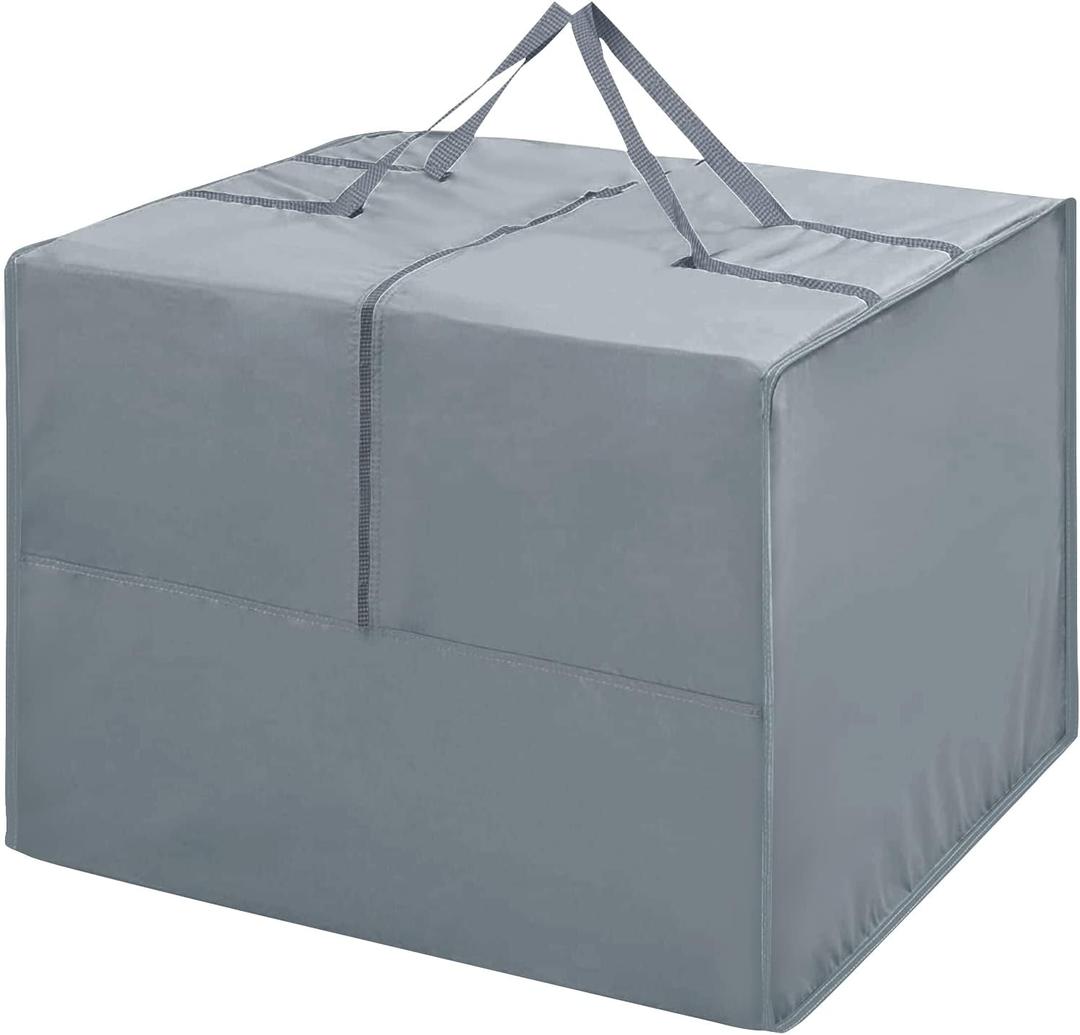 Outdoor Cushion Storage Bag Square Cushion Storage Bags Water Resistant All Weather Protection with Zipper and Handle Garden Furniture Cushion Carrying Bags-81x81x61cm/32"L x 32" W x 24" H (Grey)