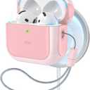 ESR for AirPods 4 Case, Compatible with AirPods 4th Generation Case (2024) (USB-C), Compatible with MagSafe, Drop Protection Cover with Lanyard, Magnetic Lid Lock, Orbit Hybrid Series, Pink