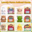 AuroTops 24 Pack Farm Animal Finger Puppets with Unique Cards, Valentine Party Favors for Boys & Girls, Kids Exchange Valentine's Gifts