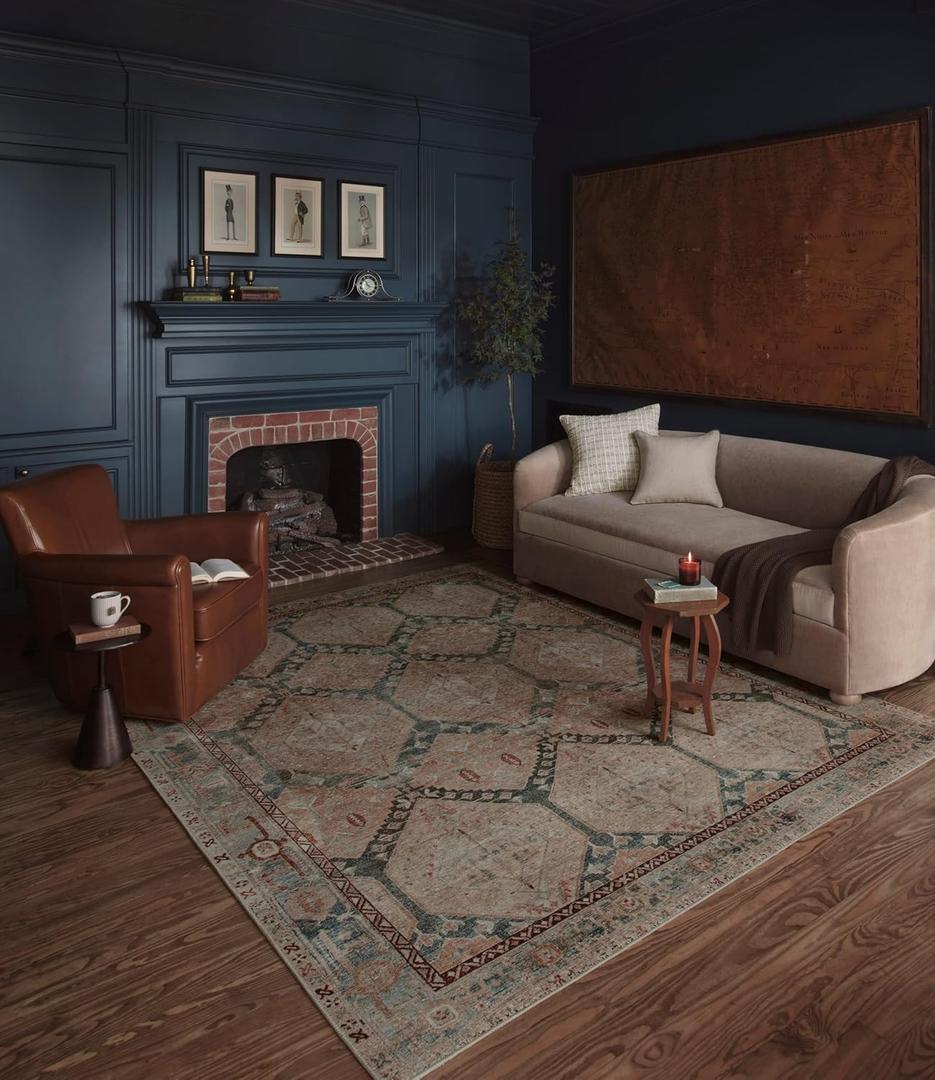 Loloi Magnolia Home by Joanna Gaines Lenna Collection LEA-05 Denim/Sand 3'-6" x 5'-6" Accent Rug