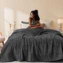 Wonderful Luxury Velvet Quilt - Striped Channel Stitch Black Grey Quilt King, Soft Corduroy Lightweight Comforter, Pet-Friendly, Tear-Resistant, Bedspread Coverlet Bedding Set for All Season,106"x94"